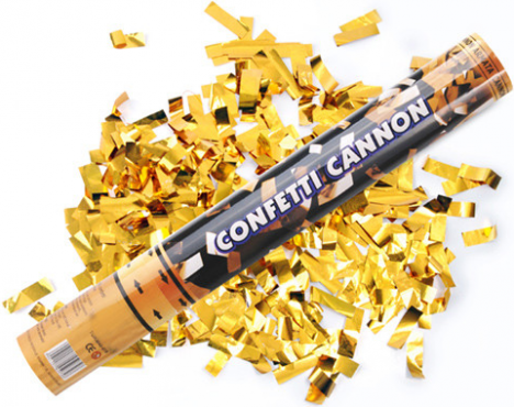 PartyDeco vystřelovací konfety zlaté 40cm