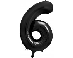 PartyDeco Foliový balón číslo 6, 86cm černý