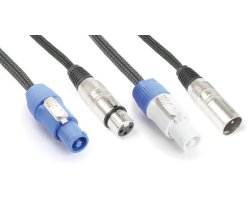 BeamZ Professional CX06-15 Light Combi Cable Powerconnector B - XLR M / Powerconnector A - XLR F 15M