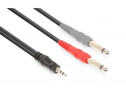 Vonyx CX332-3 kabel 3,5 mm stereo jack - 2x 6,3 mm mono jack (3m)