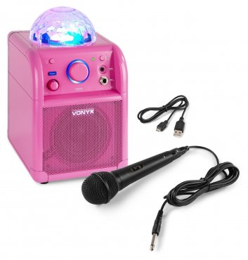 Vonyx SBS50P BT karaoke reproduktor LED Ball růžový