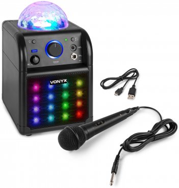 Vonyx SBS50B-PLUS Karaoke černá sada s LED světelnými efekty