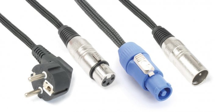 Power Dynamics CX03-15 Audio Combi Cable Schuko - XLR F / Powerconnector A - XLR M 15M