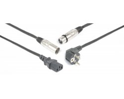 Power Dynamics CX02-15 Audio Combi Cable Schuko - XLR F / IEC F - XLR M 15M