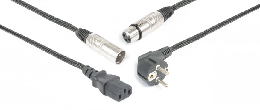 Power Dynamics CX02-10 Audio Combi Cable Schuko - XLR F / IEC F - XLR M 10M