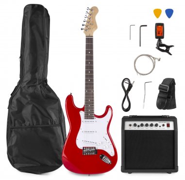 MAX GigKit Set elektrické kytary se zesilovačem, červený
