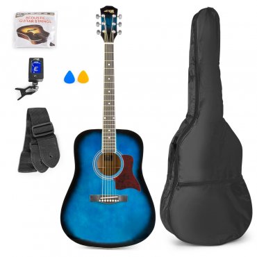 MAX SoloJam Set westernové akustické kytary a příslušenství, modrý