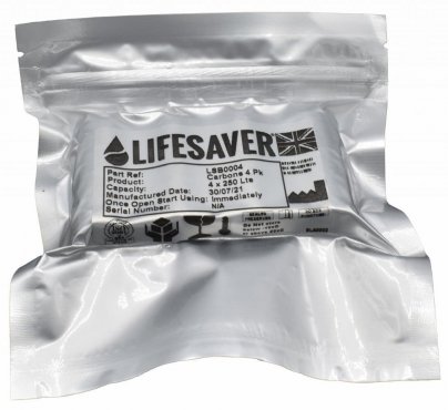LifeSaver Uhlíkové filtry pro láhev (4ks) v hliníkovém obalu