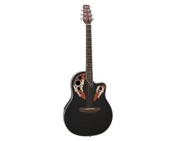 Dimavery OV-500, kytara elektroakustická Ovation, černá