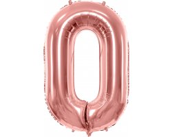 PartyDeco Foliový balón číslo 0, 86cm rose zlatý