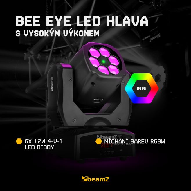 Dorazila nám nová otočná hlava z řady Panther 🐆 6x 12W 4-v-1 RGBW LED s velmi pěkným efektem – BeamZ Panther 80L.